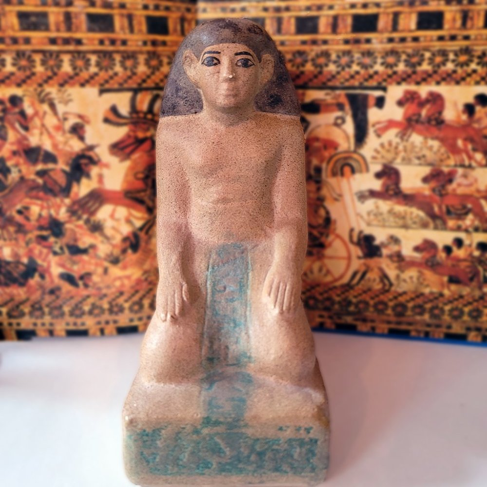 Egyptian Man Kneeling and Praying Statue Figurine